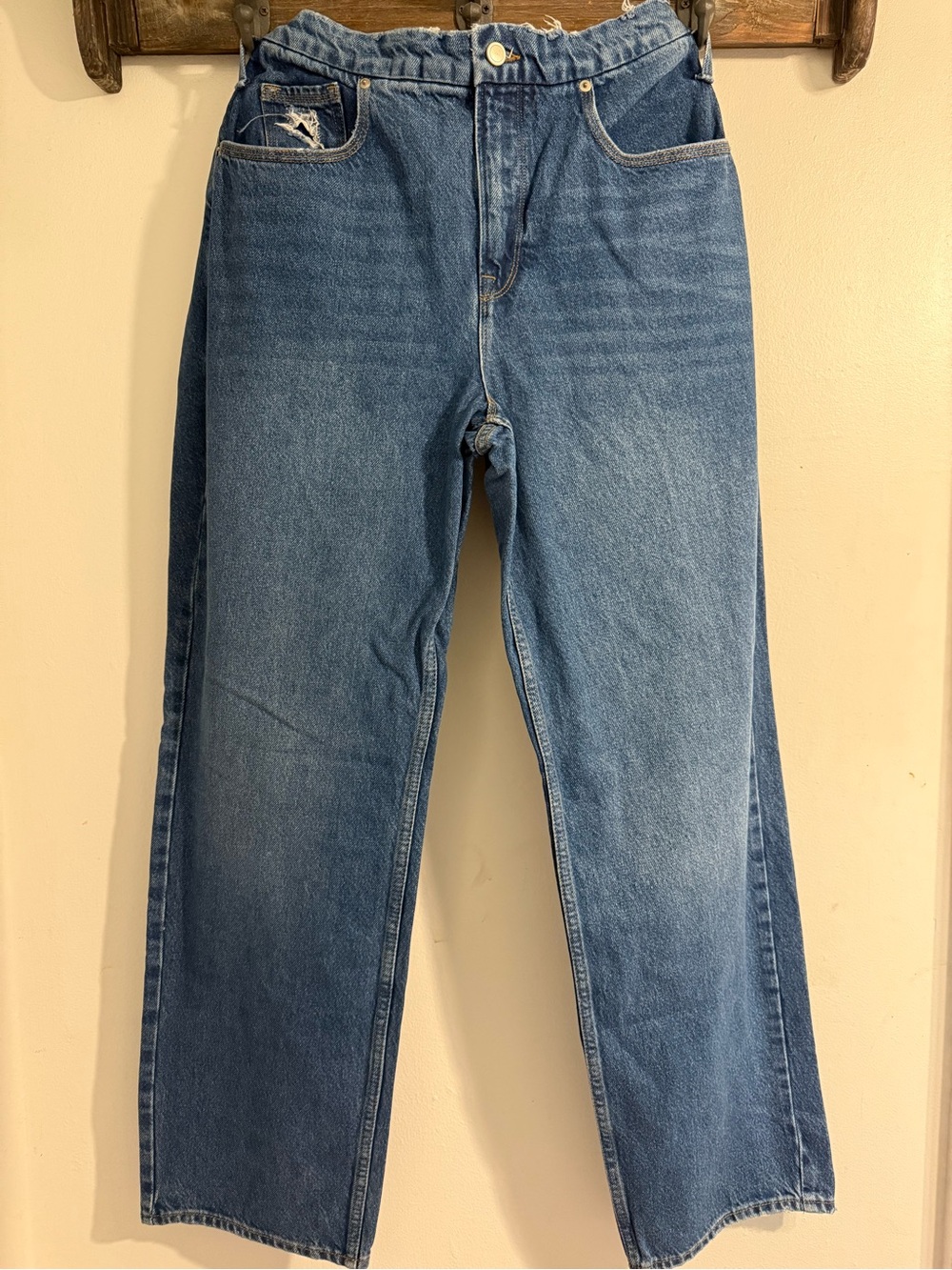 Good American Womams Straight-Leg Blue Jeans